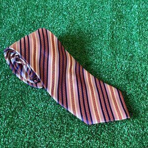Terzasso Italy Brown Diagonal Stripes Retro Style Classic Neck Tie Size OS